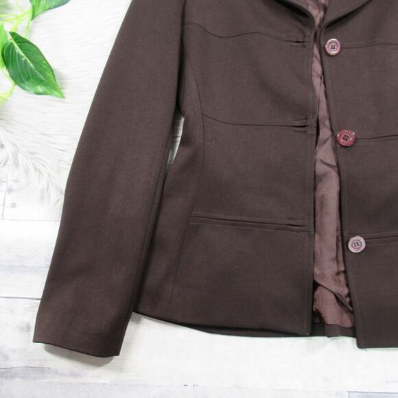 VERTIGO Pour La Ville Paris Brown Button Front Jacket Blazer Women’s Size Small - Picture 7 of 13